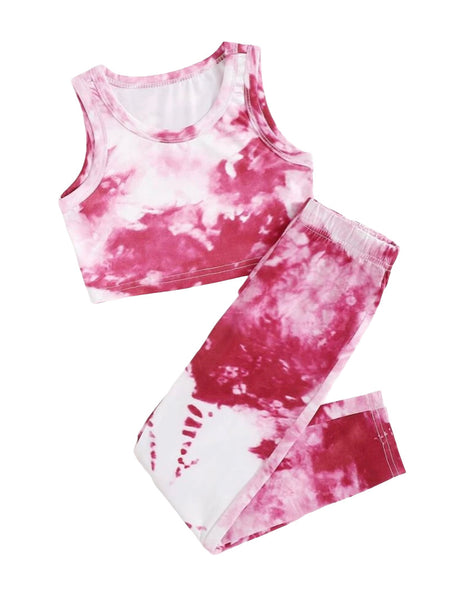 Pink Tie Dye 2 PIECE LEGGINGS & CROP TOP
