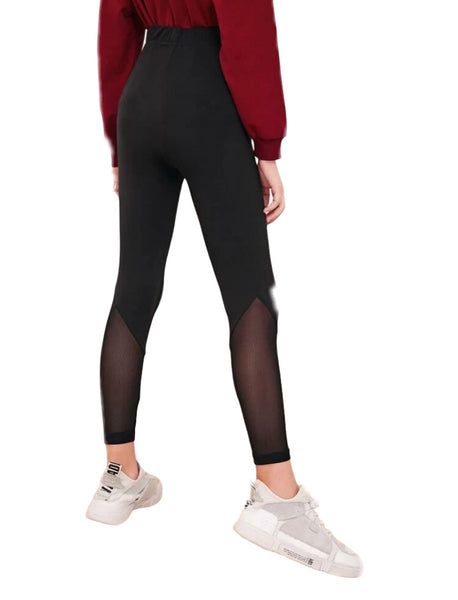 Black Sheer Bottom Leg Leggings