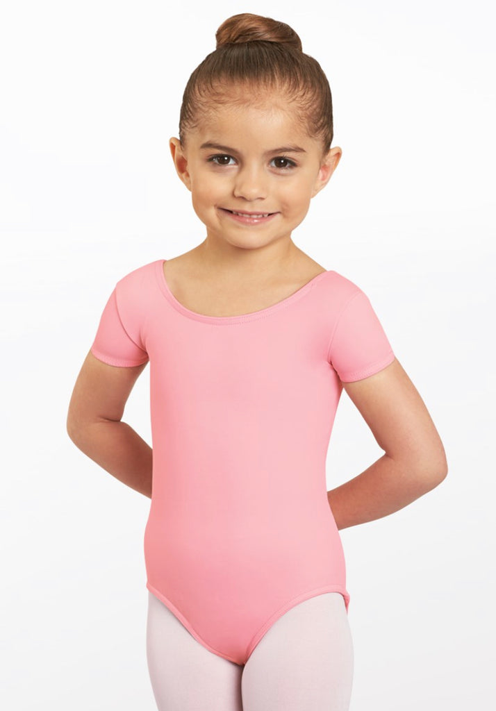Short Sleeve High Back Leotard- PINK